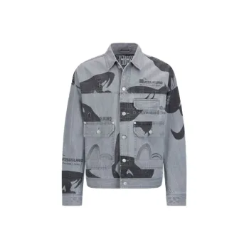 EVISU Denim Jackets Men Gray