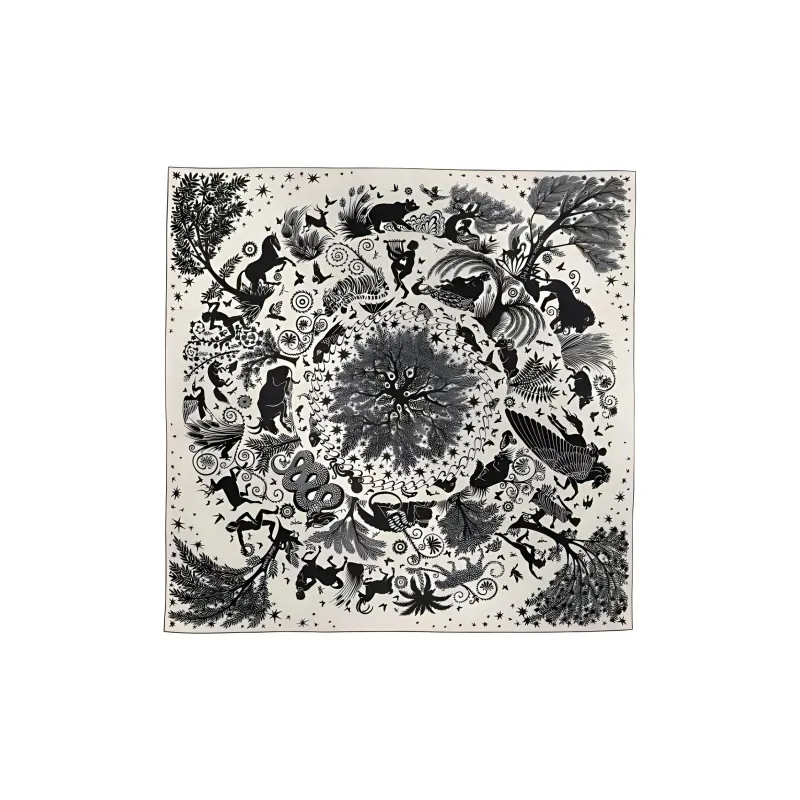 HERMES Cashmere Silk Shawls Women's White-0