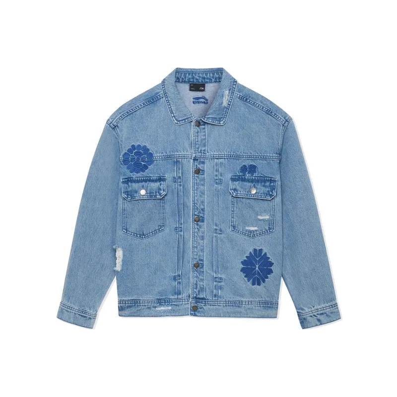 LiNing Sports Trend Series Denim Jacket Men's Blue-0