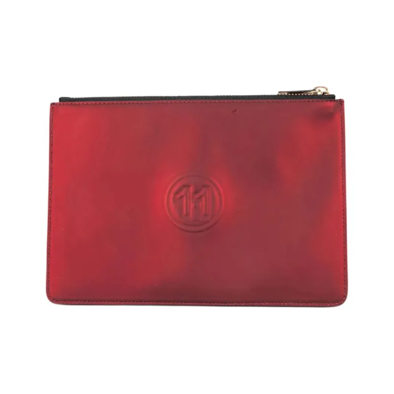 Maison Margiela Metal Leather Clutch Women's Red & Black-0
