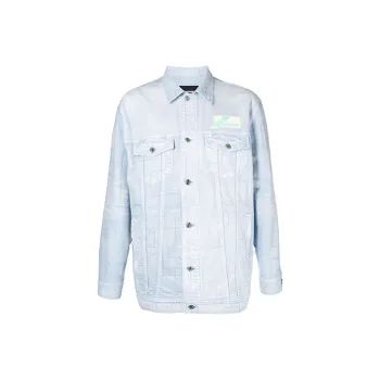 WE11DONE Denim Jackets Unisex Sky Blue
