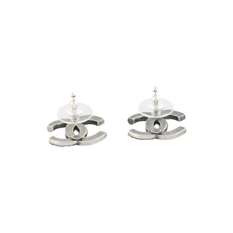 CHANEL Metal Earrings Women's Silver-2