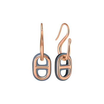 HERMES O'Maillon Earrings Women's Linen Blue