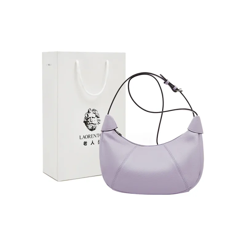 Old Man's Head Top Grain Cow Leather Crossbody Bag, Shoulder Bag Women's Black/White/Elephant Gray/Purple-10