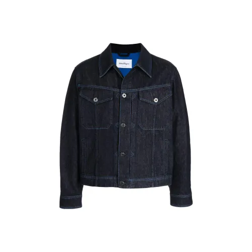 Ferragamo Denim Jackets Men Blue