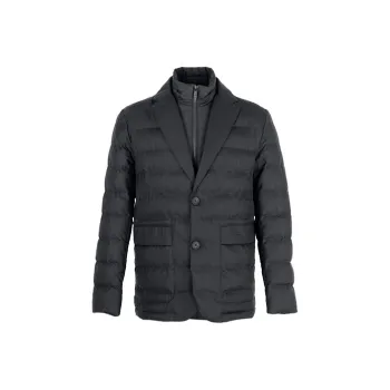 Zegna Solid Color Stand Collar Down Jacket Men's Black