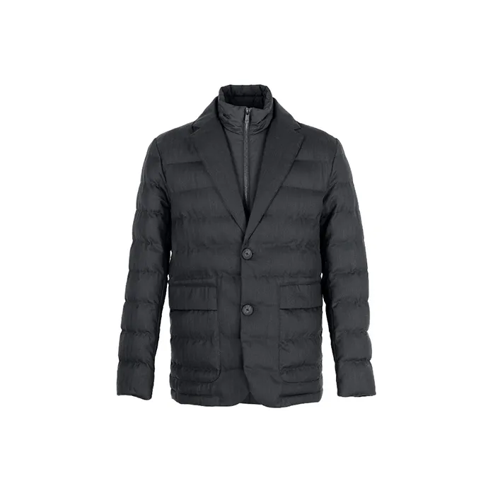 Zegna Solid Color Stand Collar Down Jacket Men's Black-0