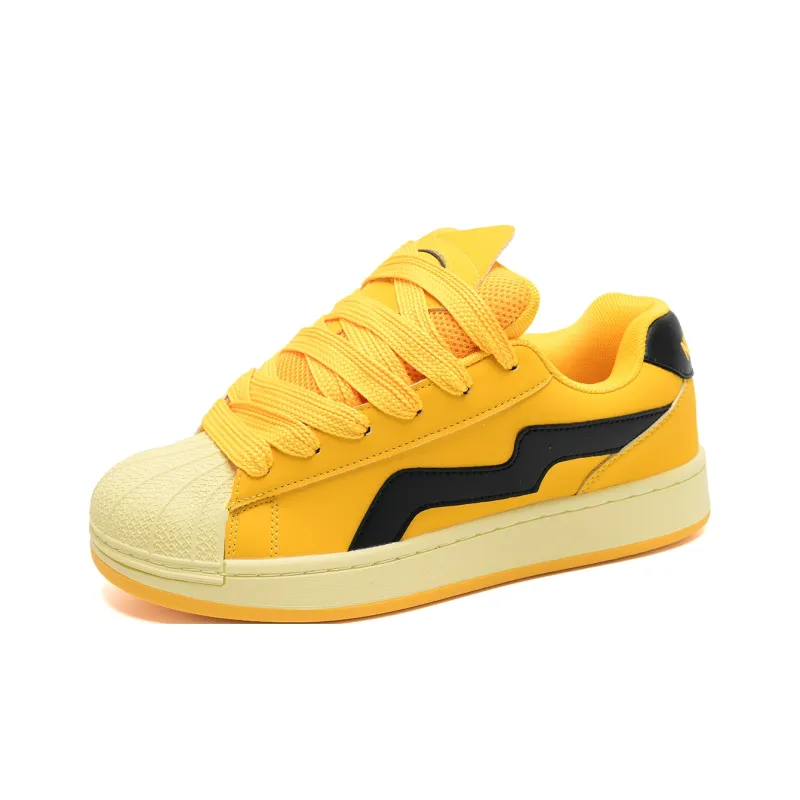 ABCIO Skateboard Shoes Unisex Low Top Cheese Yellow/Cream White/White Blue Red/Burgundy-2