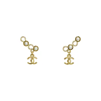 CHANEL Stud Earrings Women's Gold