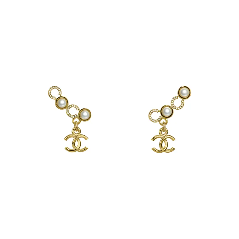 CHANEL Stud Earrings Women's Gold-0