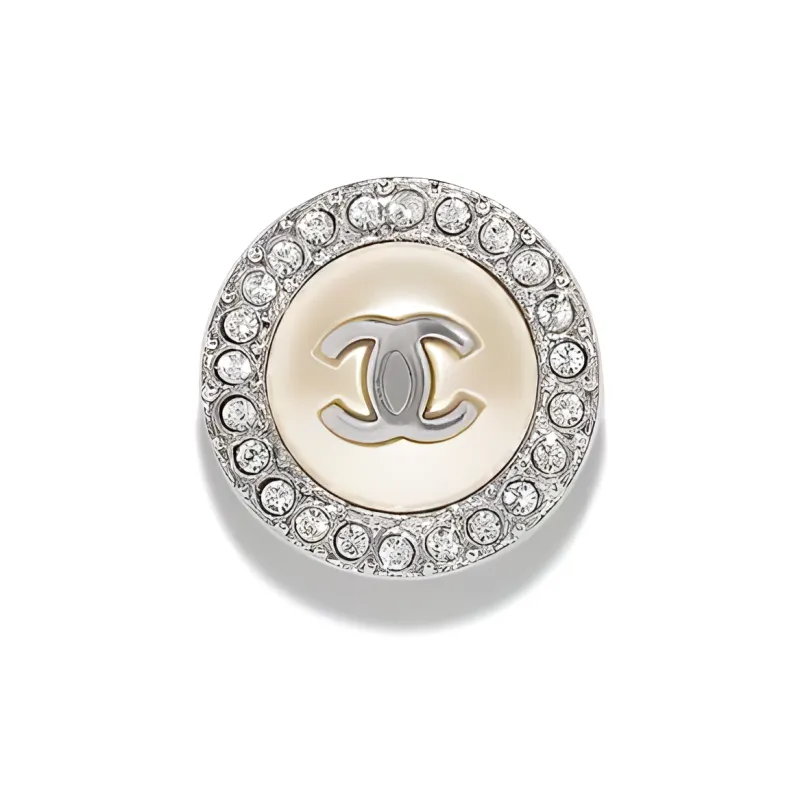 CHANEL Crystal Rose Gold Stud Earrings Women's Silver-1