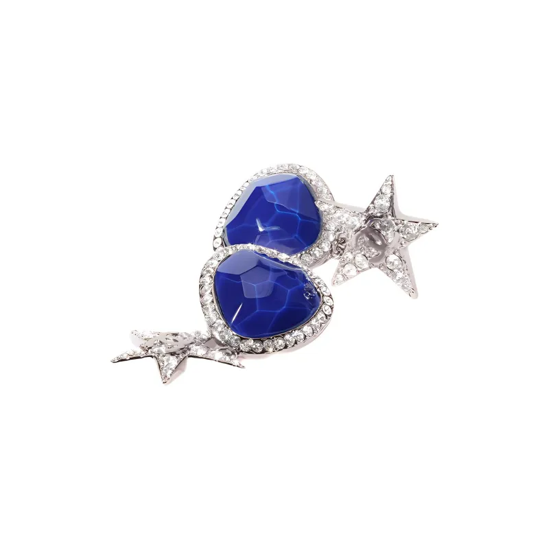 CHANEL 22c Early Spring Earrings Women's Silver, Blue-1