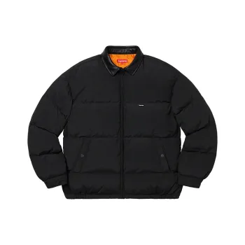 Supreme Leather Collar Puffy Jacket