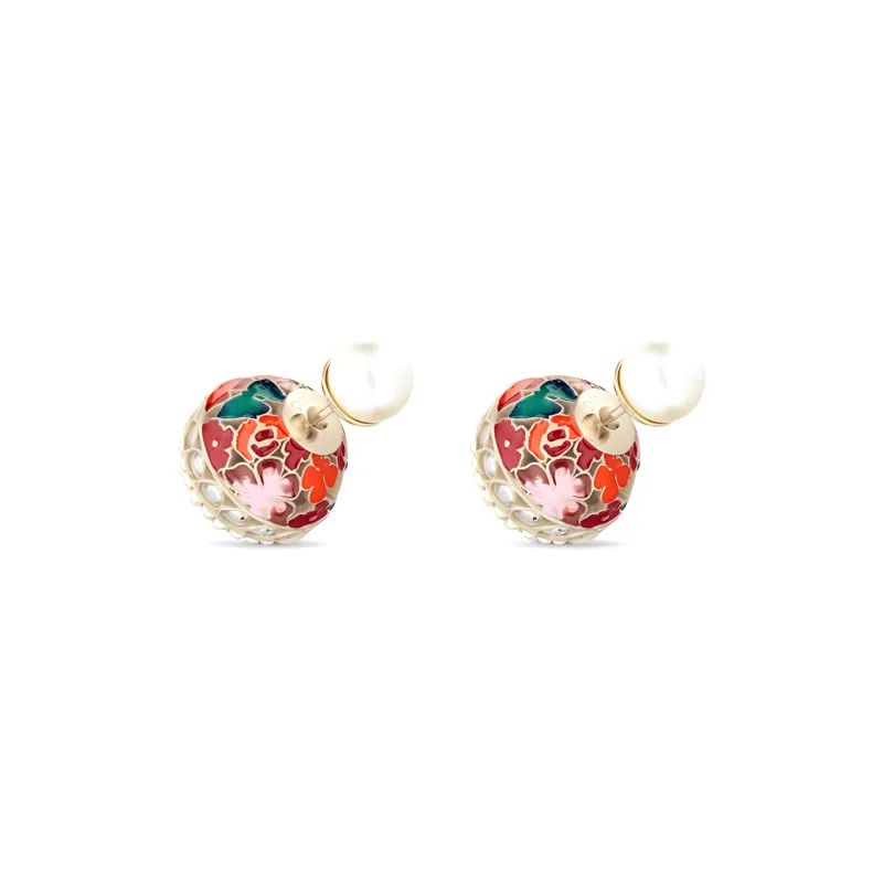 DIOR Metal, Resin Bead Decoration, Faux Crystal, Lacquered Earrings Women's Multicolor-0