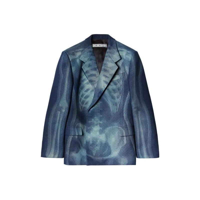 OFF-WHITE Runway Body Scan Double-breasted Denim Blazer-0