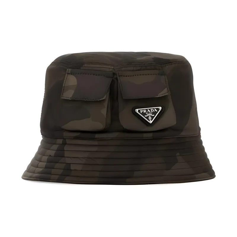 PRADA Recycled Polyamide Synthetic Fiber Resin Bucket Hats Men's Green-0