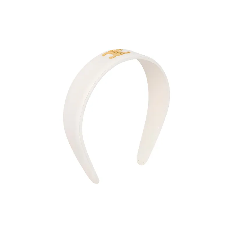 CELINE Cow Leather Headbands Women's White-1