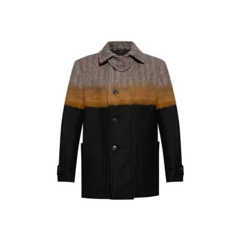 DRIES VAN NOTEN Single Breasted Color Blocked Coat