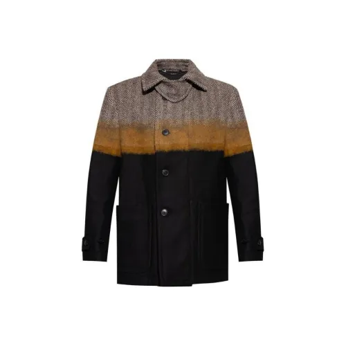 DRIES VAN NOTEN Single Breasted Color Blocked Coat