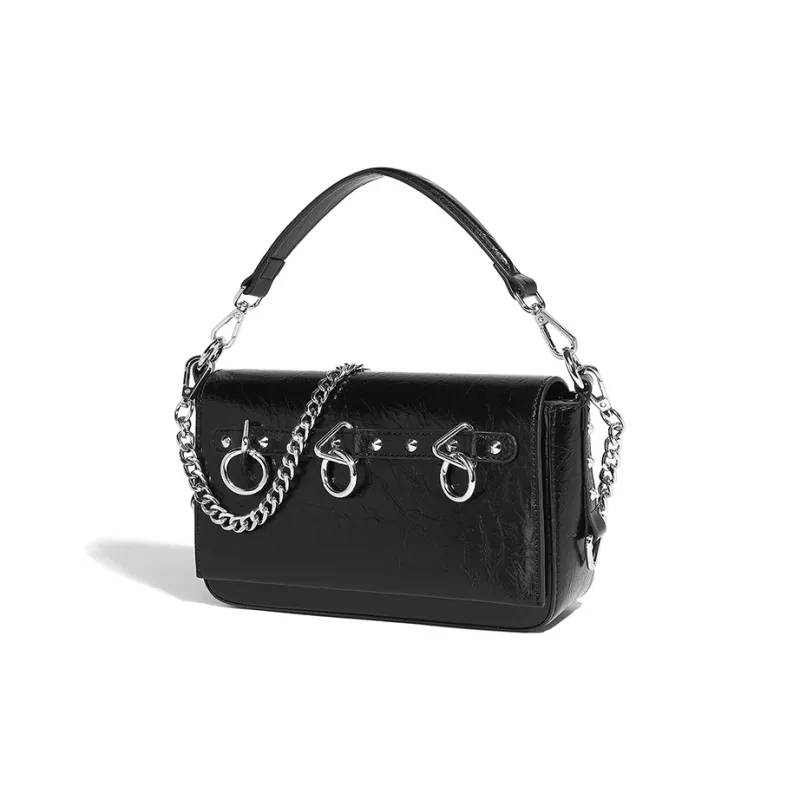 Vigno Synthetic Leather Handbag, One Shoulder, Crossbody Bag Women's Silver/Black-1