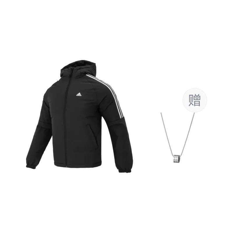 Adidas Down Jacket Unisex Black Comes With Necklace-0