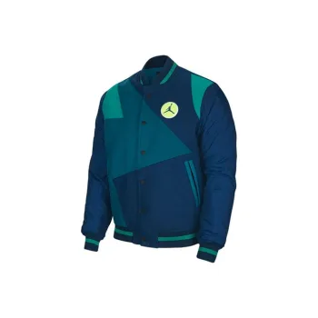 Jordan Puffer Jacket Winter Men's Embroidered Straw Blue