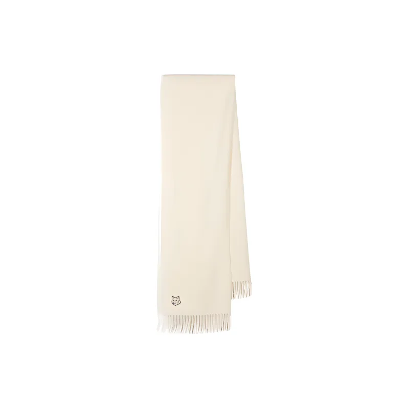 Maison Kitsune Logo embroidered Virgin Wool Scarf-1