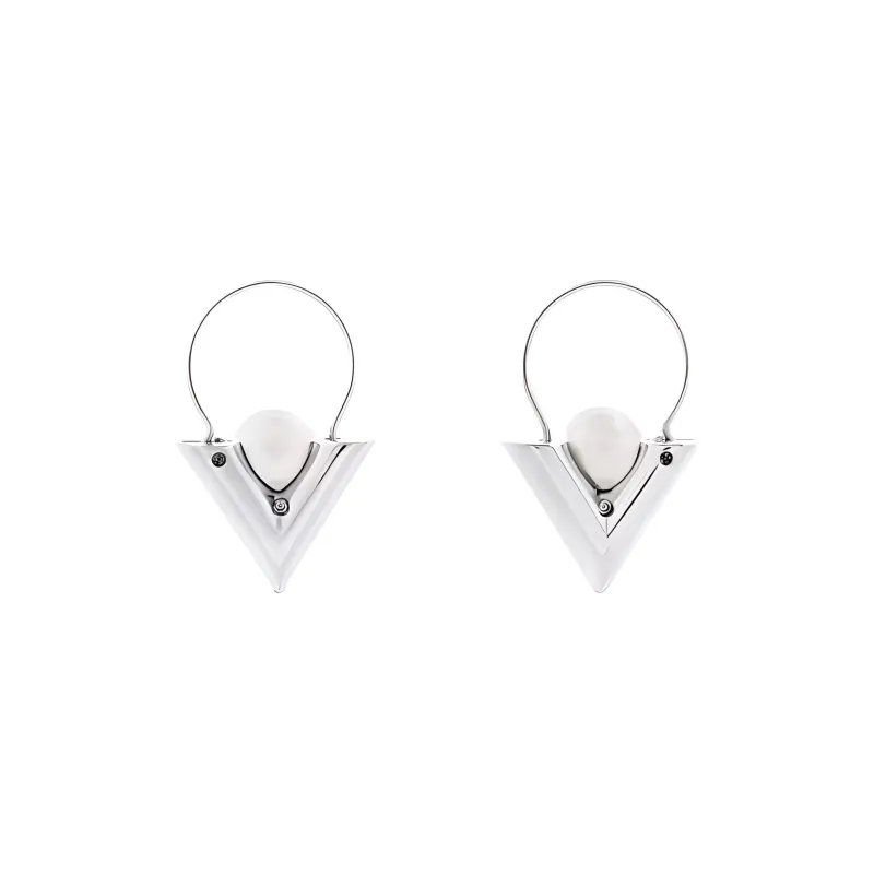 LOUIS VUITTON V For Vuitton Pearl And Metal Earrings-1