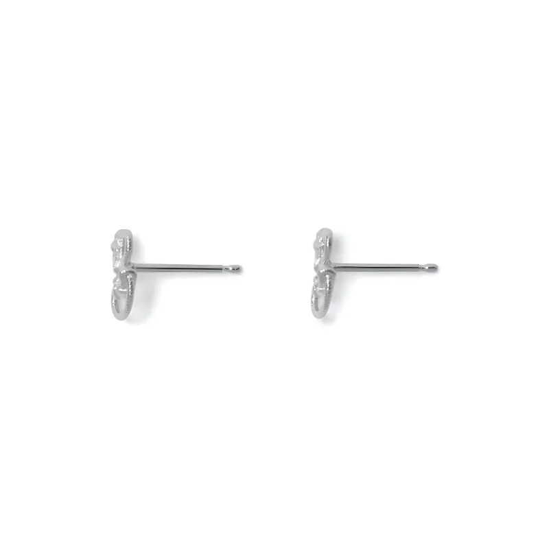 Burberry Brass Palladium-Plated Stud Earrings Women's Silver-1