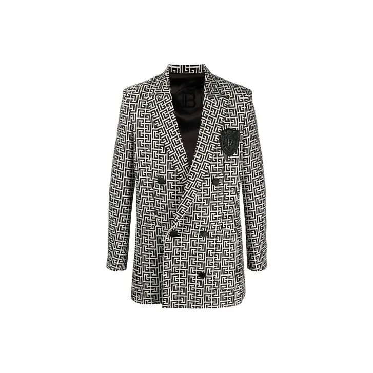 BALMAIN FW21 Business Suit Coat Men's Black White-0