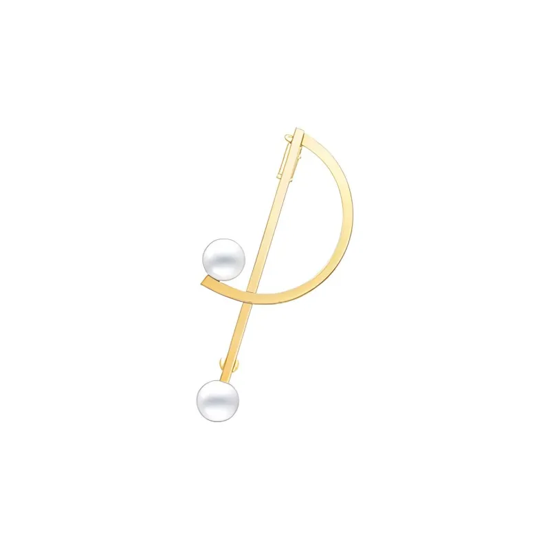 TASAKI 18kt Yellow Gold Collection Line Kinetic Pearl Brooch-1