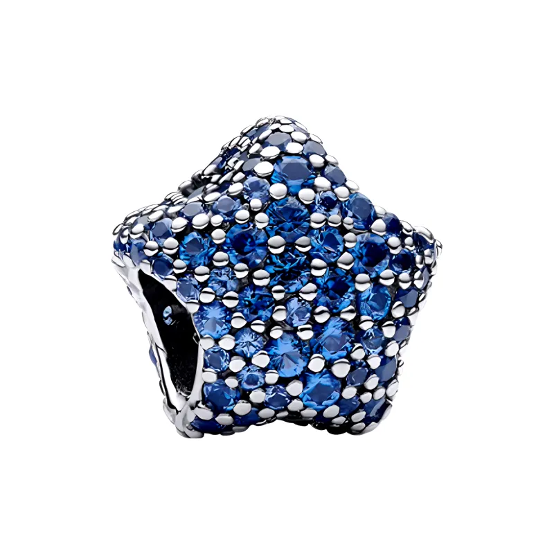 Pandora 925 Sterling Silver Glass Pendants Women's Blue-1