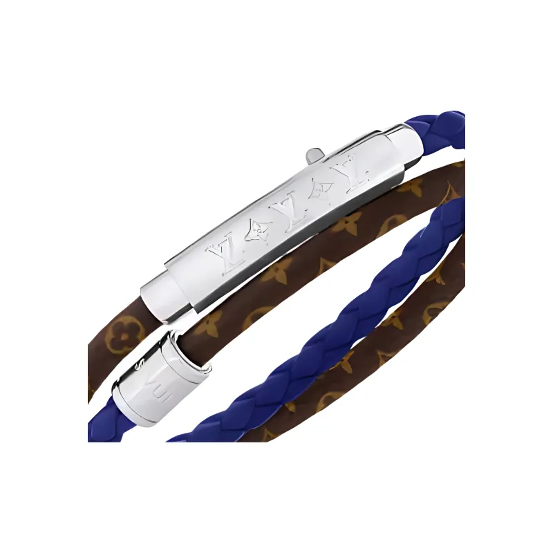 LOUIS VUITTON Canvas Brass Bangles Men's Blue-2