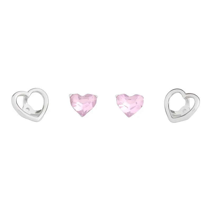 COACH Brass-Plated Glass Cubic Zircon Titanium Rod Stud Earrings Women's Pink-2