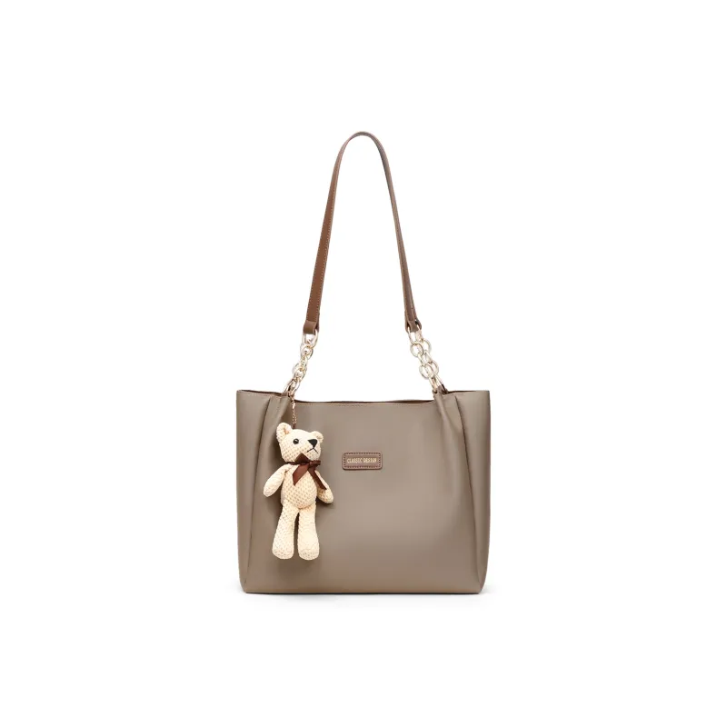 PT'SON Fabric Portable Underarm Shoulder Bag, Tote Bag, Shopping Bag Regular Women's Dark Khaki-5