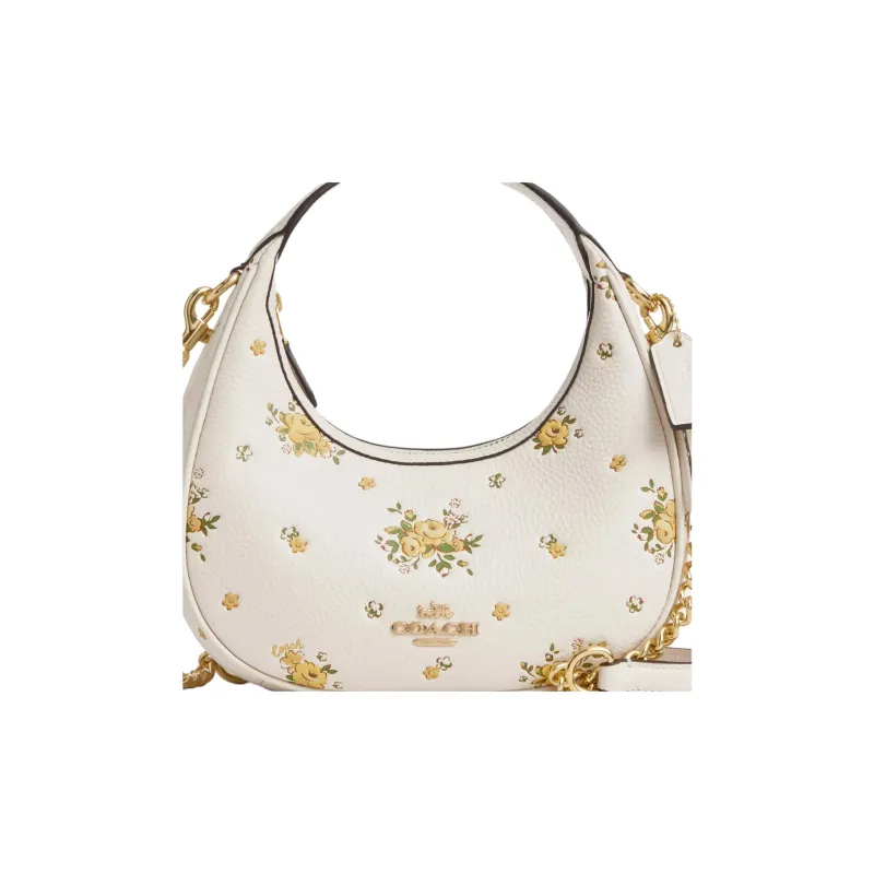 COACH CARMEN Leather Shoulder Bag, Crossbody Bag, Handbag Mini Women's White-3
