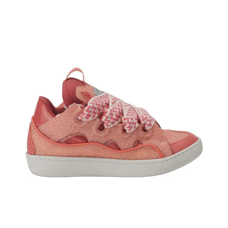 Lanvin La Curb Low Top Skateboard Shoes Unisex Brick Red-1