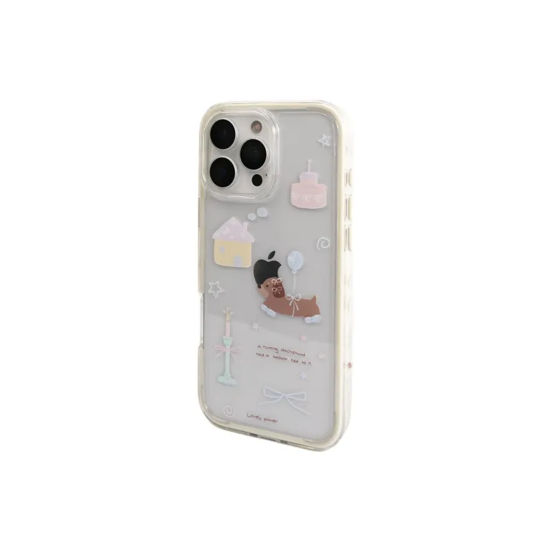 Sopi Acrylic Material 2 in 1 House Balloon Puppy Phone Cases Compatible With IPhone 16/15 Pro Max/Apple 13/14 Pro/Max-3