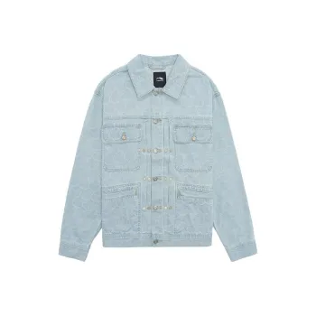 LI NING 1990 Denim Jackets Men Light Umbilical Blue