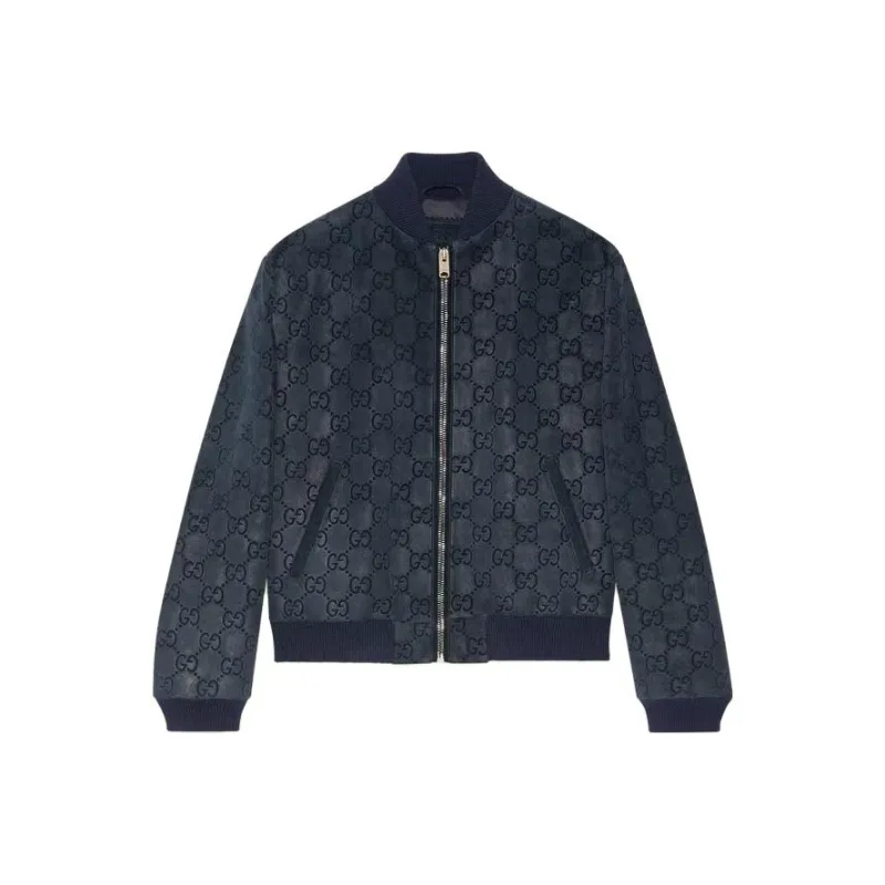 GUCCI Gg Printed Suede Bomber Jacket-0