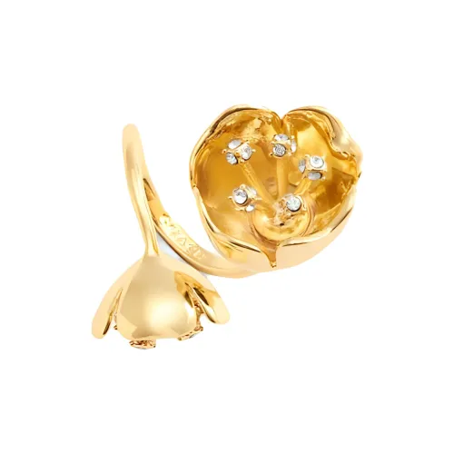 COACH Brass Plated, Glass, Cubic Zircon Rings Women's Gold