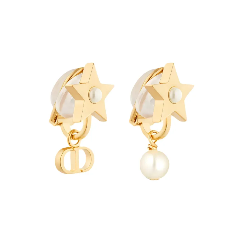 DIOR Resin Clip On Earrings Women's Gold-1