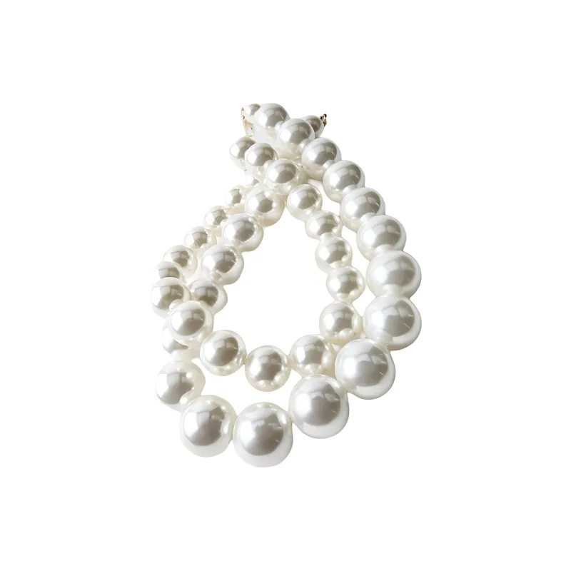 ZARA Artificial Pearl Acrylic Zinc Iron Polyester Brass Necklaces Women's White-2