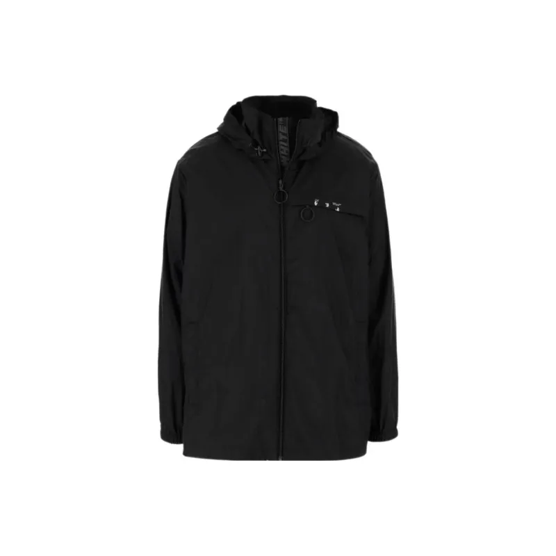 OFF-WHITE FW21 Windbreaker Jacket Men's Black Loose Fit Style-0