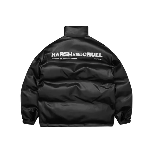 HARSH AND CRUEL Puffer Jackets Unisex Black