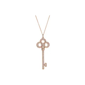 TIFFANY & CO. Tiffany Keys Series 18K Rose Gold With Rhinestone Embellished Stone Necklaces Women's