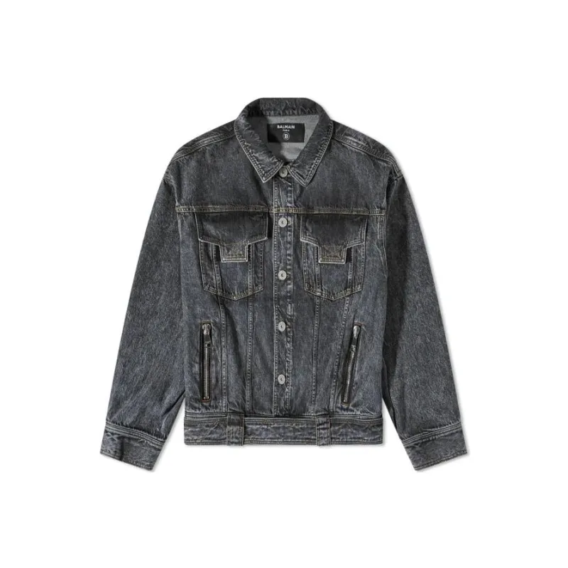 BALMAIN Denim Jackets Men Black-0