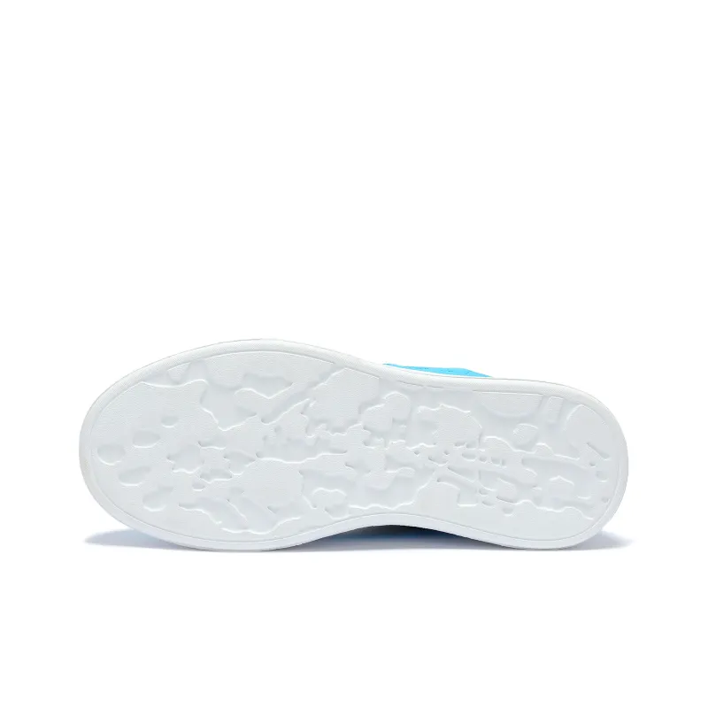 Singing Slip Resistant Cushioning Height Increasing Low Top Skateboard Shoes Unisex White Blue-3
