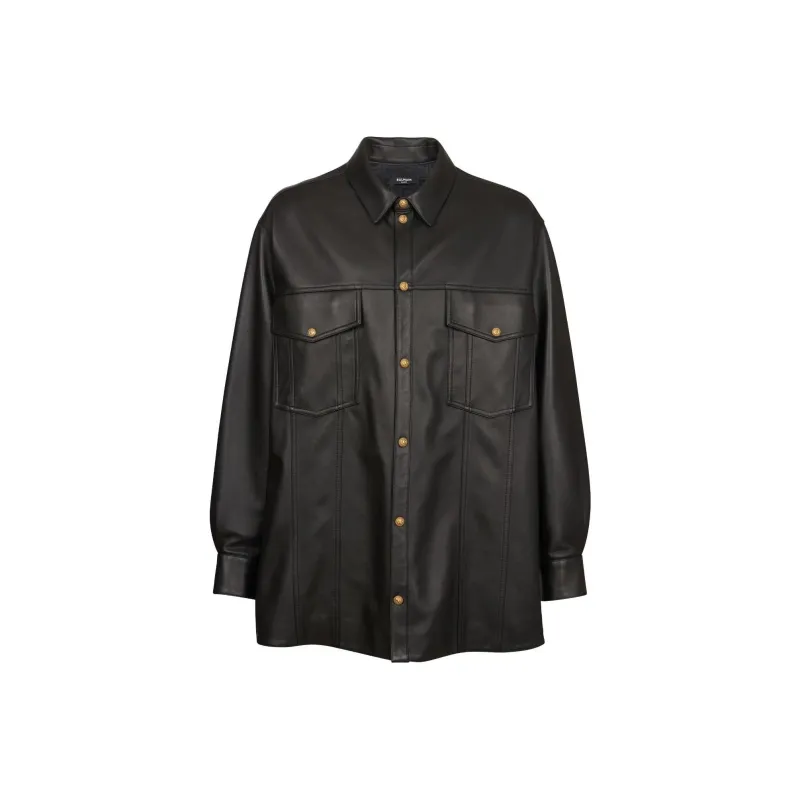 BALMAIN Lion Lambskin Overshirt-0