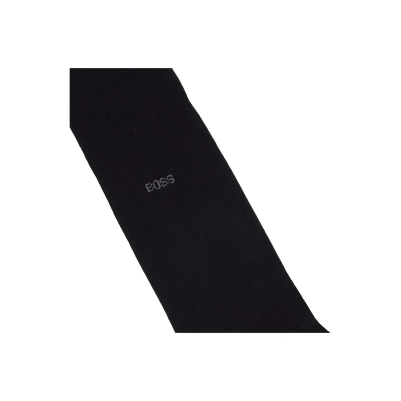 HUGO BOSS In Mercerised Egyptian Cotton Mid-Calf Socks Men's Black-1